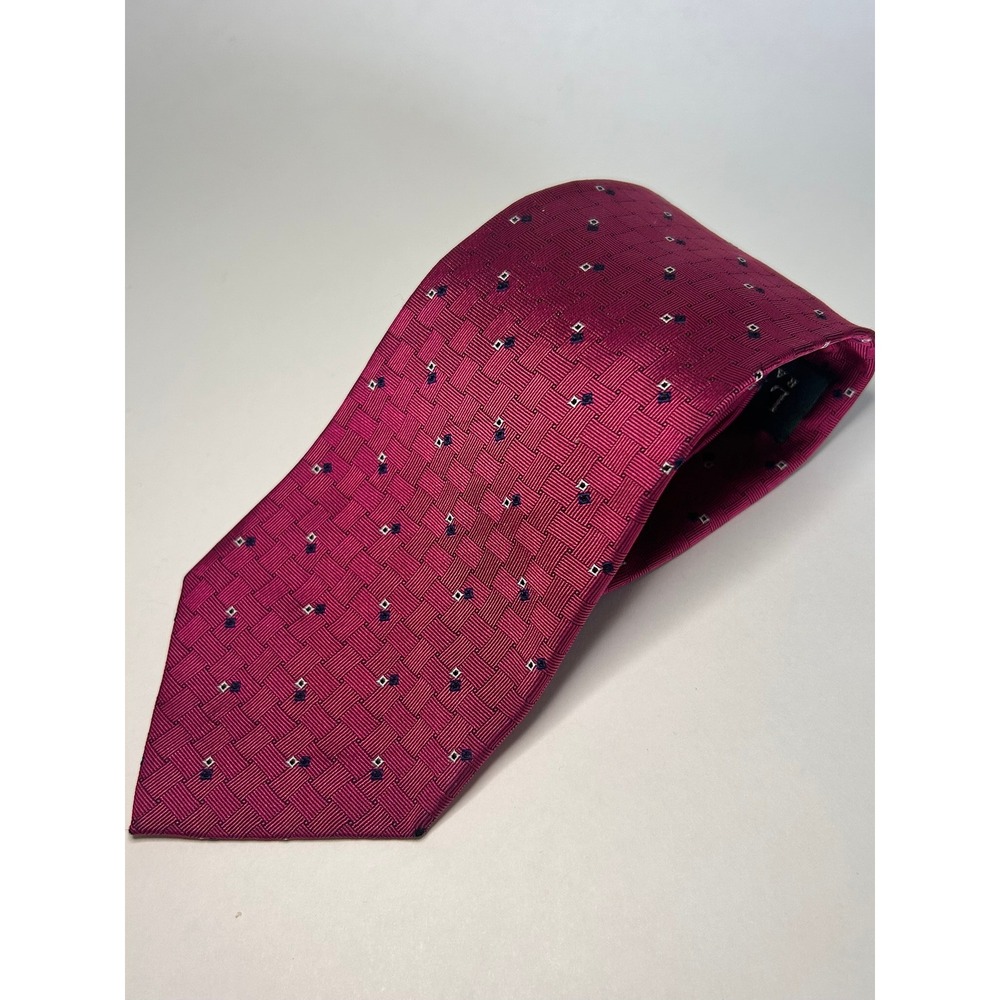 Ralph Lauren Mens 100% Silk Necktie Preppy Pink Graphic Classic